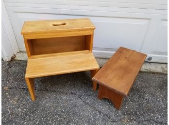 2 Rustic Vintage Pine Stepstools