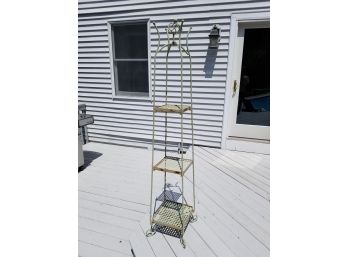 Rustic Wrought Iron Tiered Garden Obelisk Plant Stand