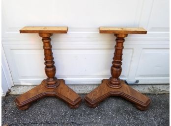 Pair Of Duncan Phyfe Style Turned Wooden Table Bases