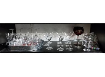 Assorted Mostly Drinking Glasses & Other Barware
