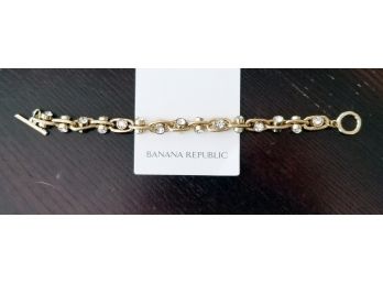 Fabulous Banana Republic Gold Tone Clear Rhinestone Chain Link Bracelet