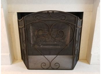 Vintage Wrought Iron Mesh Fire Place Screen
