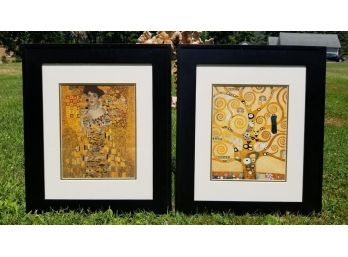 2 Framed & Matted Gustav Klimt Prints - Woman In Gold & Tree Of Life