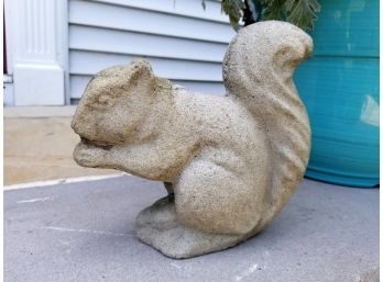 Vintage Carved Stone Outdoor Squirrel Sculpture Doorstopper
