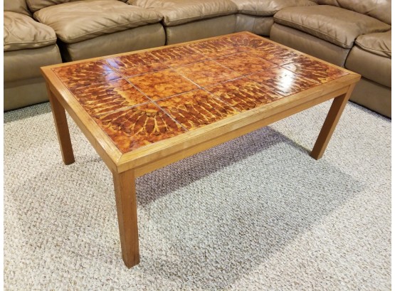 Danish Modern Tile And Oak Coffee Table