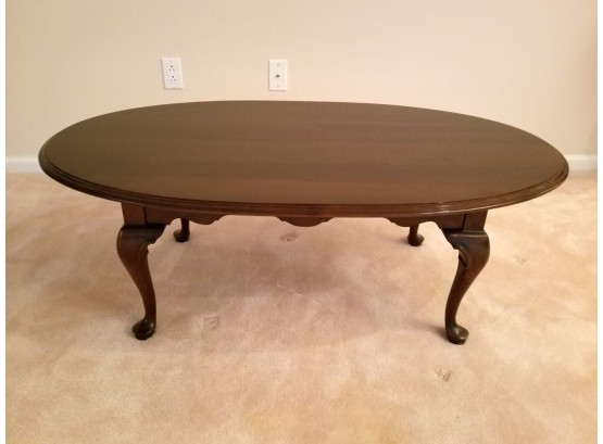 Vintage Ethan Allen Oval Walnut Wooden Coffee Table