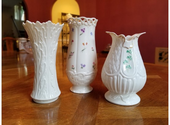 Vintage Collection Of Lenox & Belleek Ivory Porcelain Vases