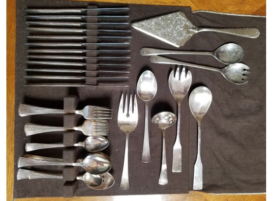 Large Collection Of Silverplated Flatware & Serving Utensils