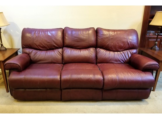 Vintage Leather Recliner Sofa In Crimson (2 Of 2)