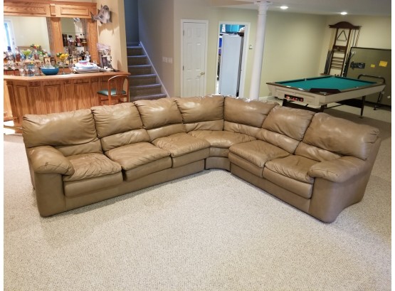 Vintage Leather Sectional By Sealy