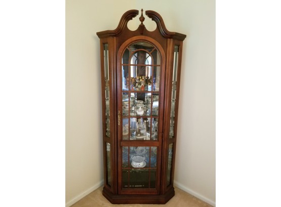 Vintage Wooden Corner Curio Cabinet