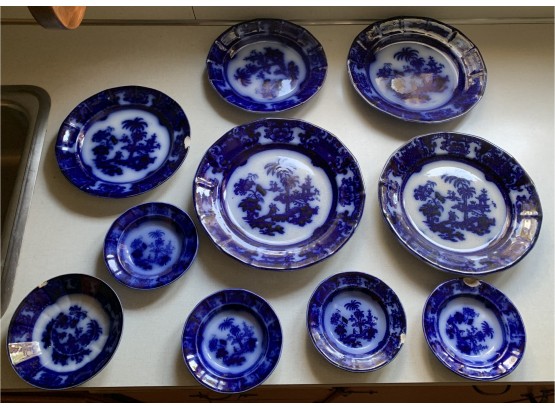 Flow Blue Plates-  Thomas Hughes & Sons, England Pattern: SHAPOO