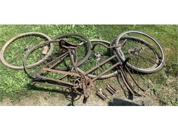 Old Metal Bike Frame And Wheels