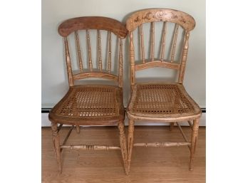 Two Single Caned  Seat Chairs