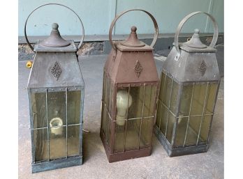 Three Lantern Style Light Fixtures