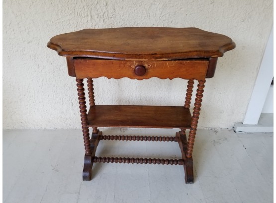 Primitive Antique Wooden End Table