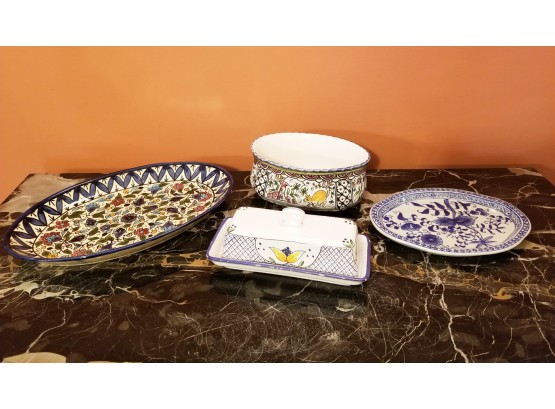 4 Pieces Handpainted Ceramic Serveware
