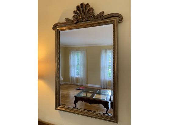 Composite Beveled Mirror With Shell Form Crest