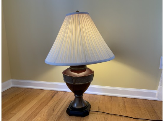 Grecian Style Urn Lamp With Silk Shade
