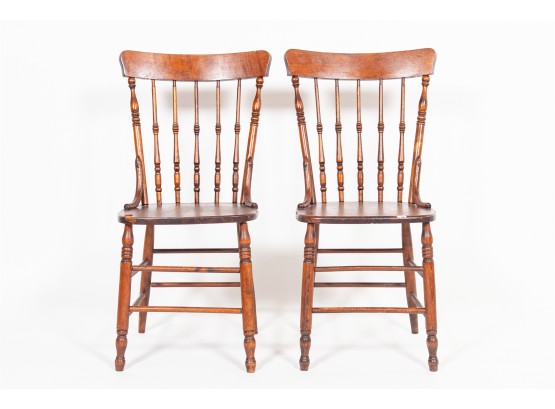 Pair Of Vintage Spindle Back Chairs