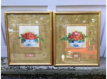 Pair Of Nicely Matted And Framed Fruit Bowl Prints