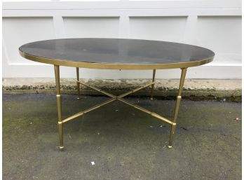 Brass And Slate Top Cocktail Table