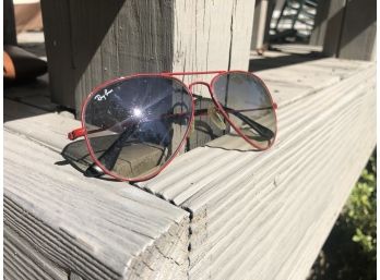 Red Ray Ban Aviator Sunglasses