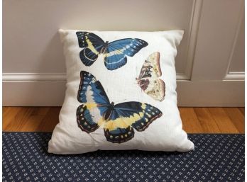 Linen Three Butterflies Pillow By Juniper Road Collection - Brand New