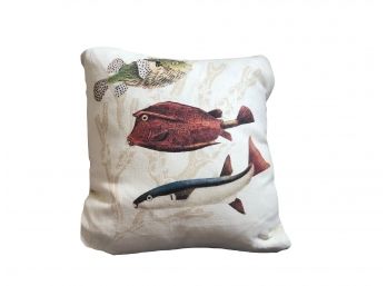 Linen Three Fish Pillow By Juniper Road Collection - Brand New