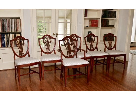 Set Of 6 Mahogany Shield Back Dining Chairs