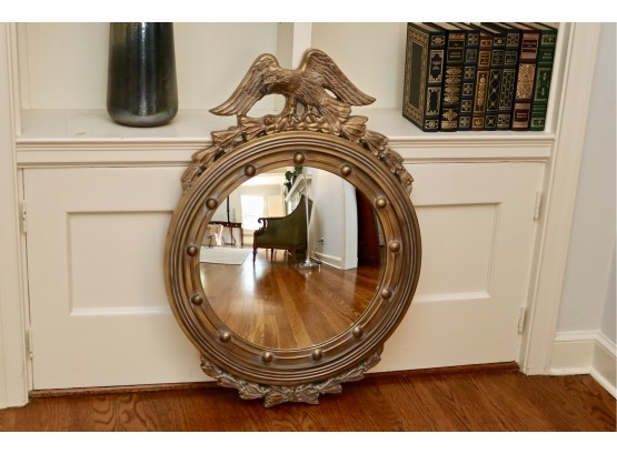 Federal Style Eagle Convex Reproduction Mirror In Poly Cast Antique Gilded Finish Frame