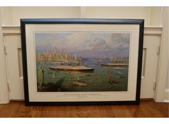 William Muller New York Harbor During The Steamship Era 1935 Signed Print