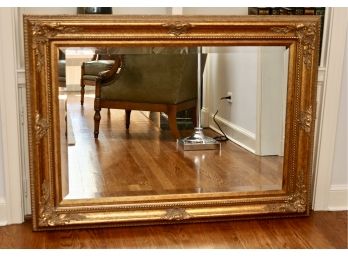 Large Beveled Glass Mirror In Antique Gold Gilded Look Carved Frame