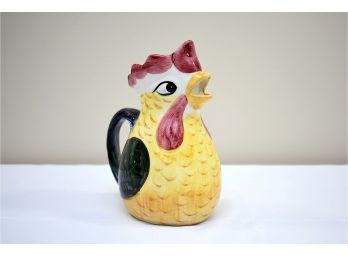 Hand-painted 8' Rooster Pitcher, Ancora Ceramics  Italy
