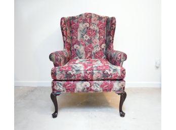 Queen Anne Style Pad Foot Upolstered High Back Wing Chair