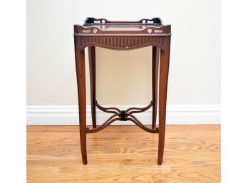 Antique X Stretcher Accent Tea Table With Gallery Top