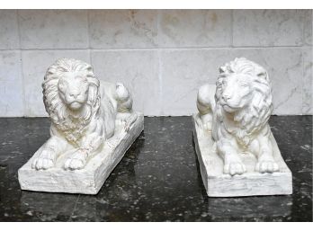 Lying Lions Statues, Left And Right