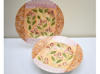 Bresolin Hand Painted In Italy 16' Bowl 17' Platter Set