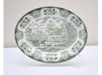 11' Oval Serving Platter Green By ENGLISH IRONSTONE TABLEWARE