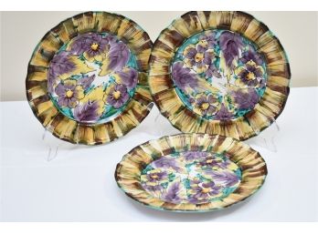Three 10' Handpainted Italy Plates
