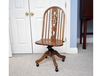 Wooden Rolling Desk Chair