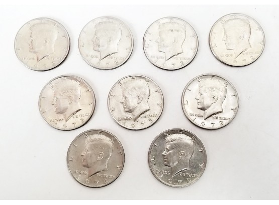 9 1972 Kennedy Half Dollar