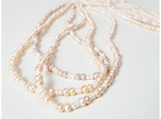 3 Genuine Cultured Freshwater Baroque Seed Pearls Necklaces
