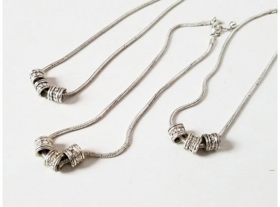 3 Express Brand Silver Tone & Clear Rhinestone Fashion Necklaces
