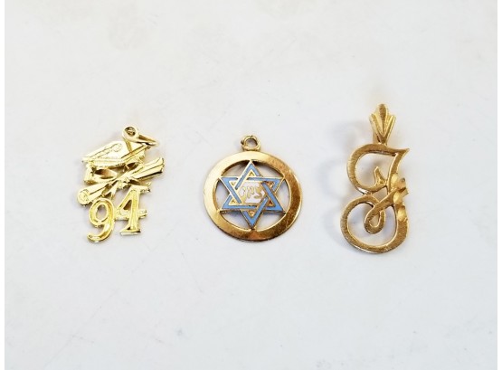 Collection Of 3 14KT Yellow Gold Pendants/Charms
