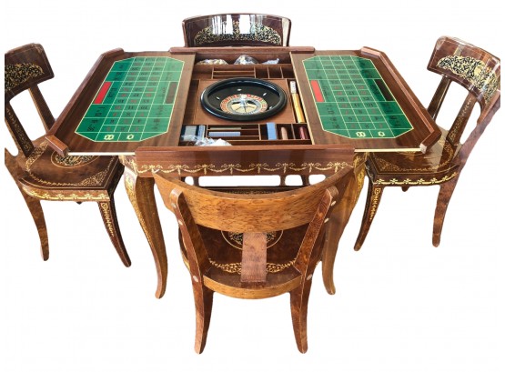 Amazing Italian Game Table  - Chess, Checkers, Backgammon, Roulette Wheel & More!