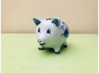 Vintage Delft Pottery Piggy Bank