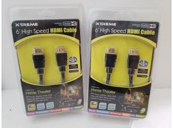 Two High Speed HDMI Cables New In Box (6')