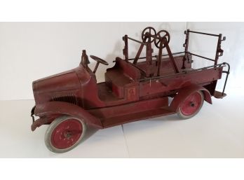 Large Antique Pressed Steel Buddy L Fire Truck