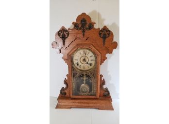 Antique Seth Thomas Oak Gingerbread Shelf Clock